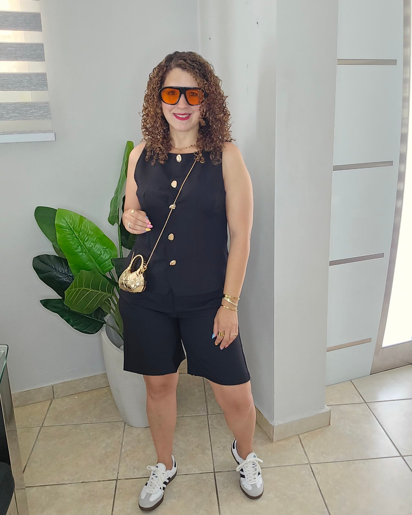 Golden Button Bermuda Set