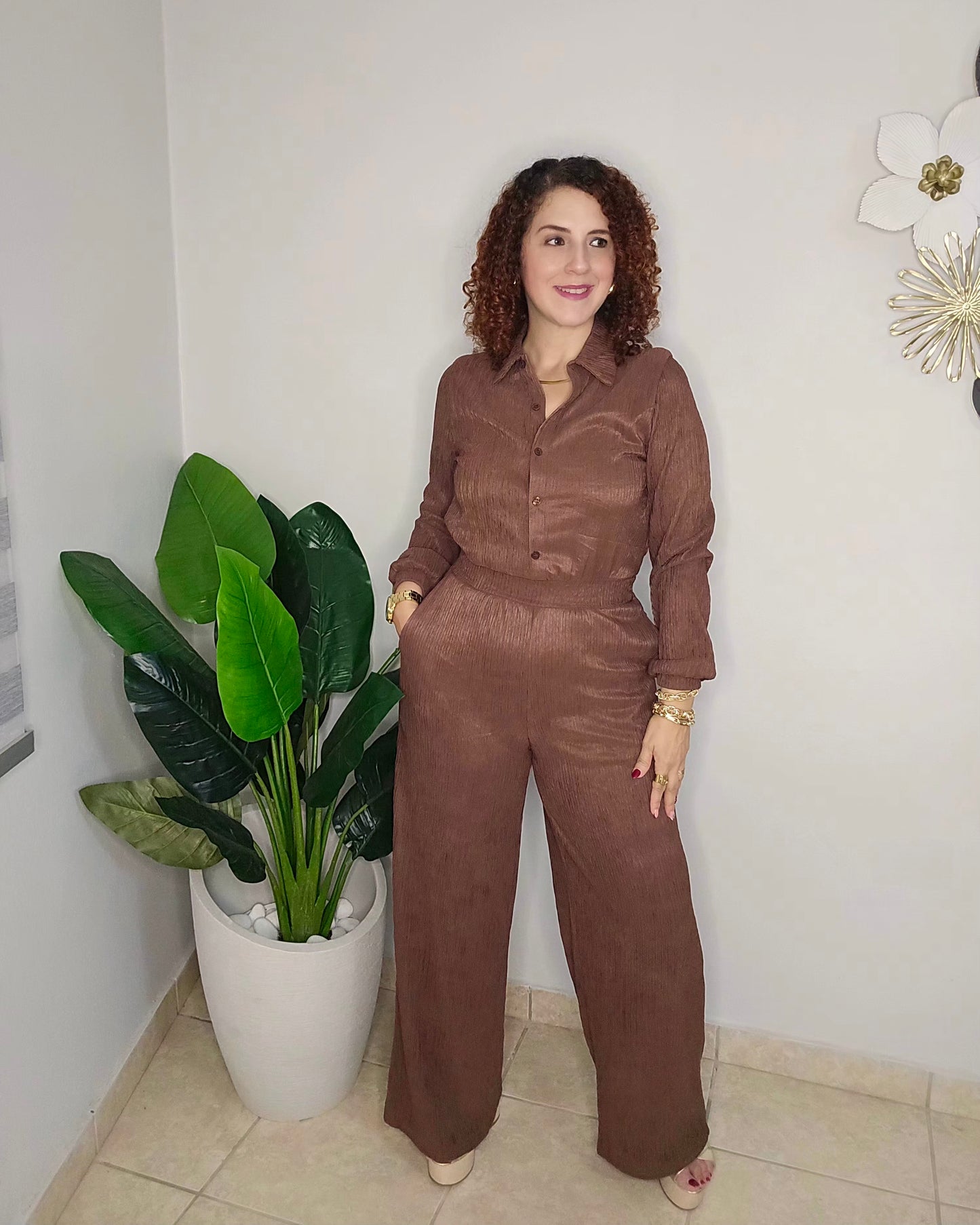 Chestnut brown jumpsuit