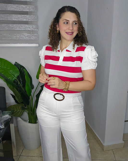 Cherry Bloom stripe blouse