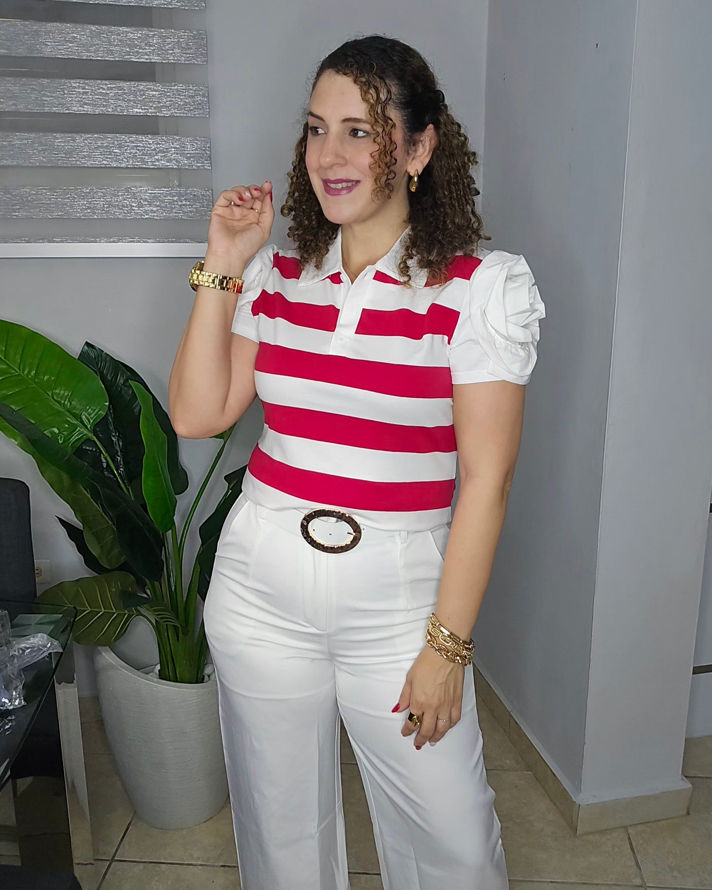 Cherry Bloom stripe blouse