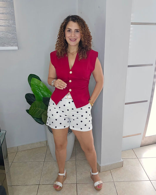 Ivory Dot Belted Short