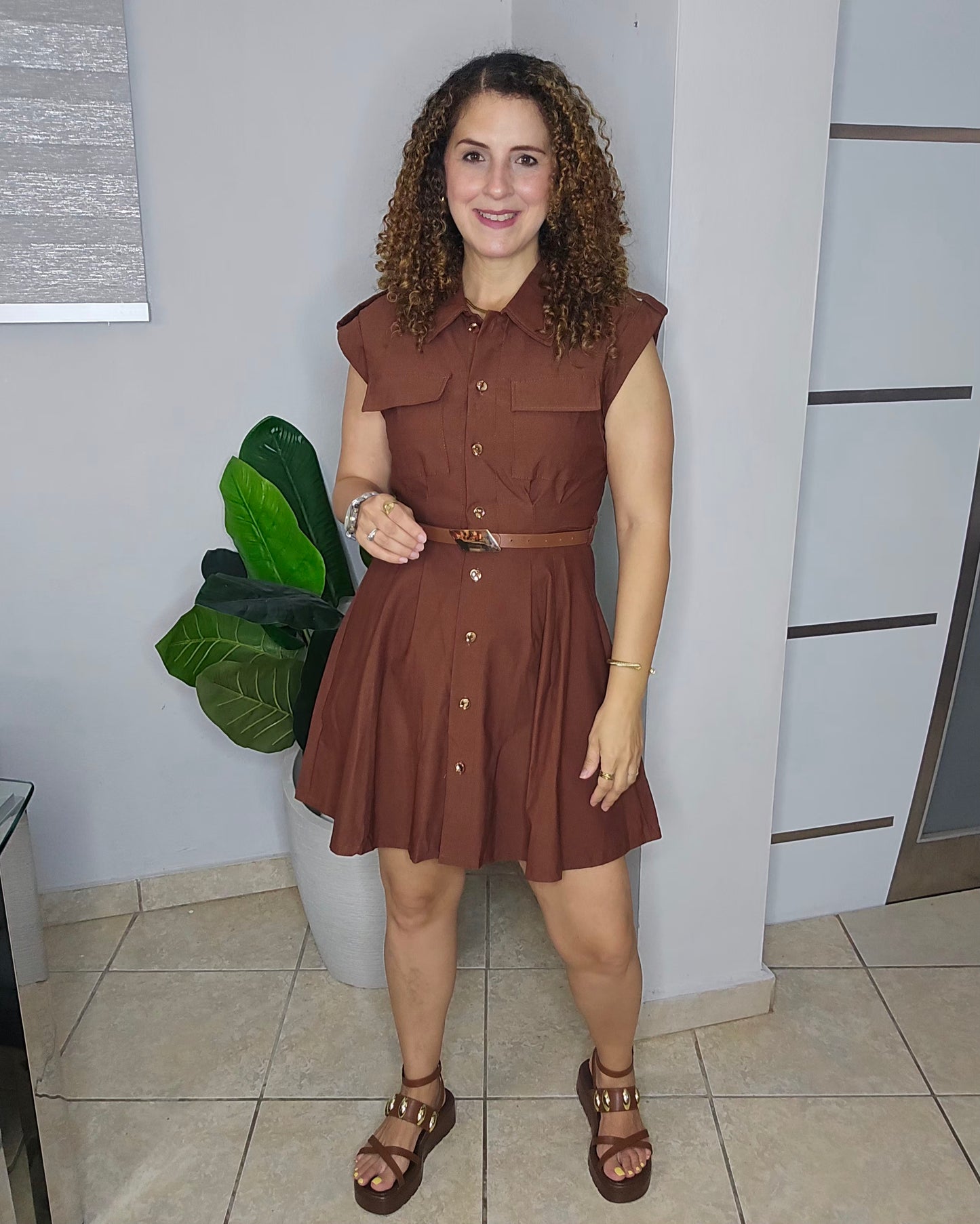 Camelias Belted Mini Dress