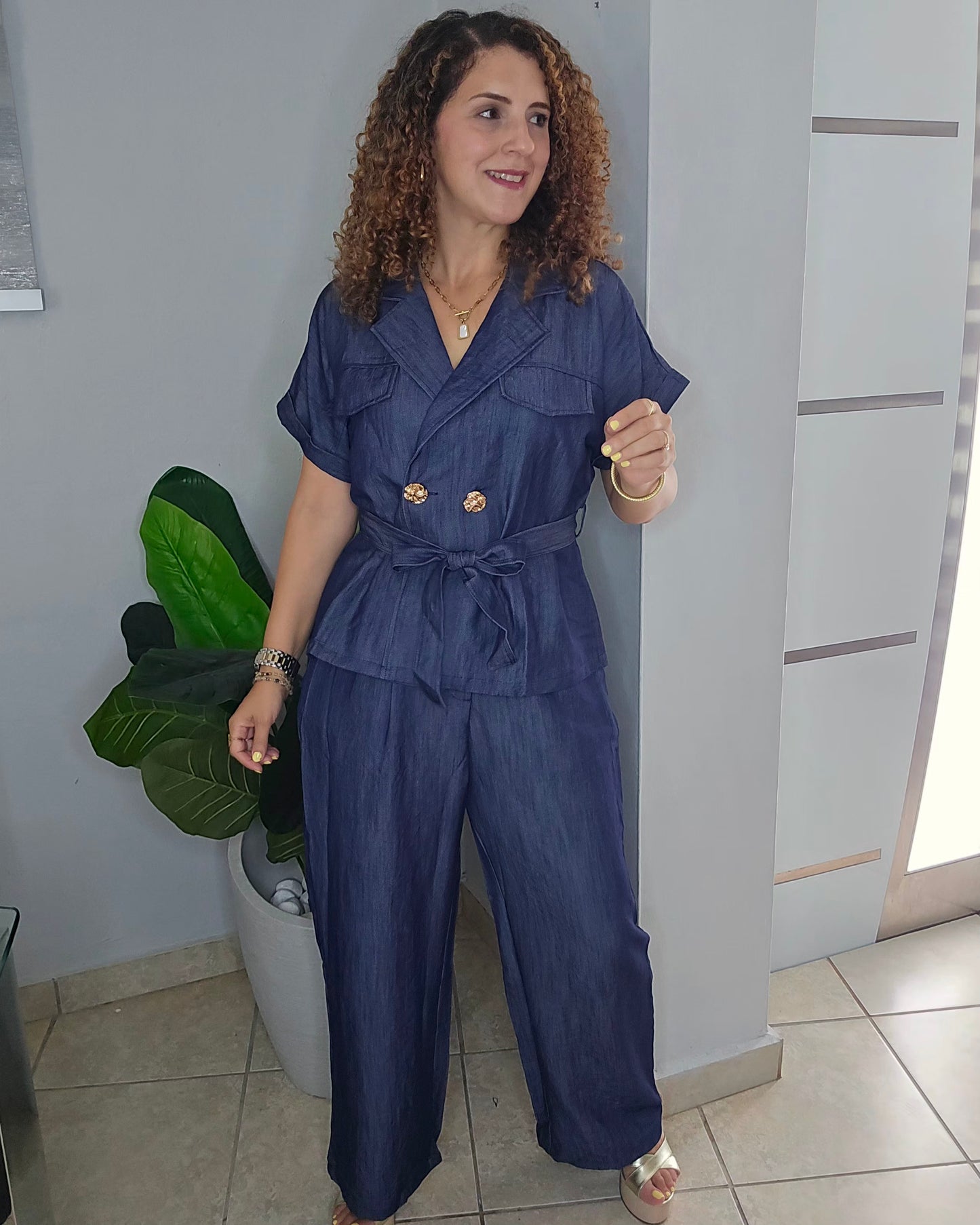 Chelsea Belted Denim Set/Dark Denim