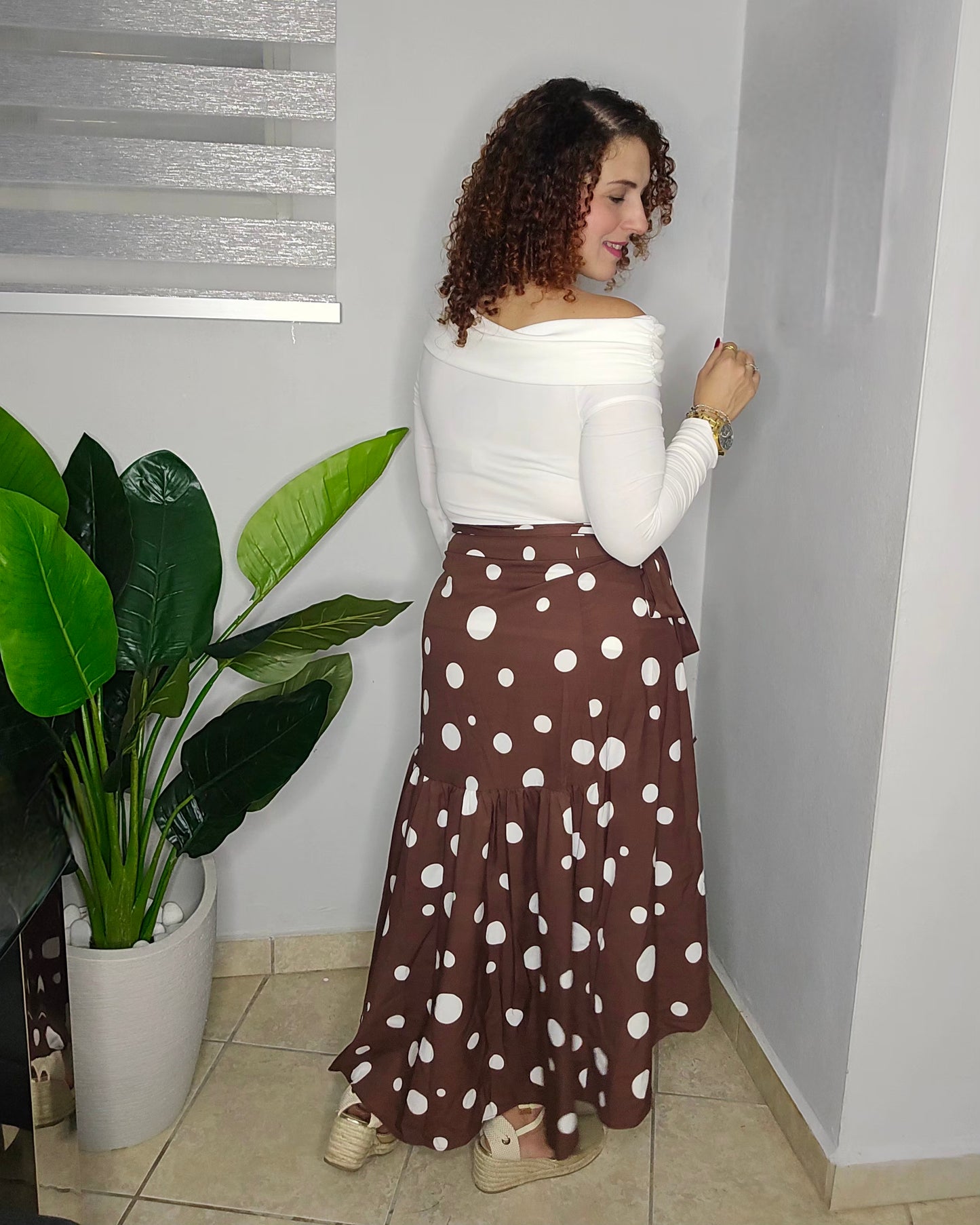 Chocolate polka dots multi use wrap skirt