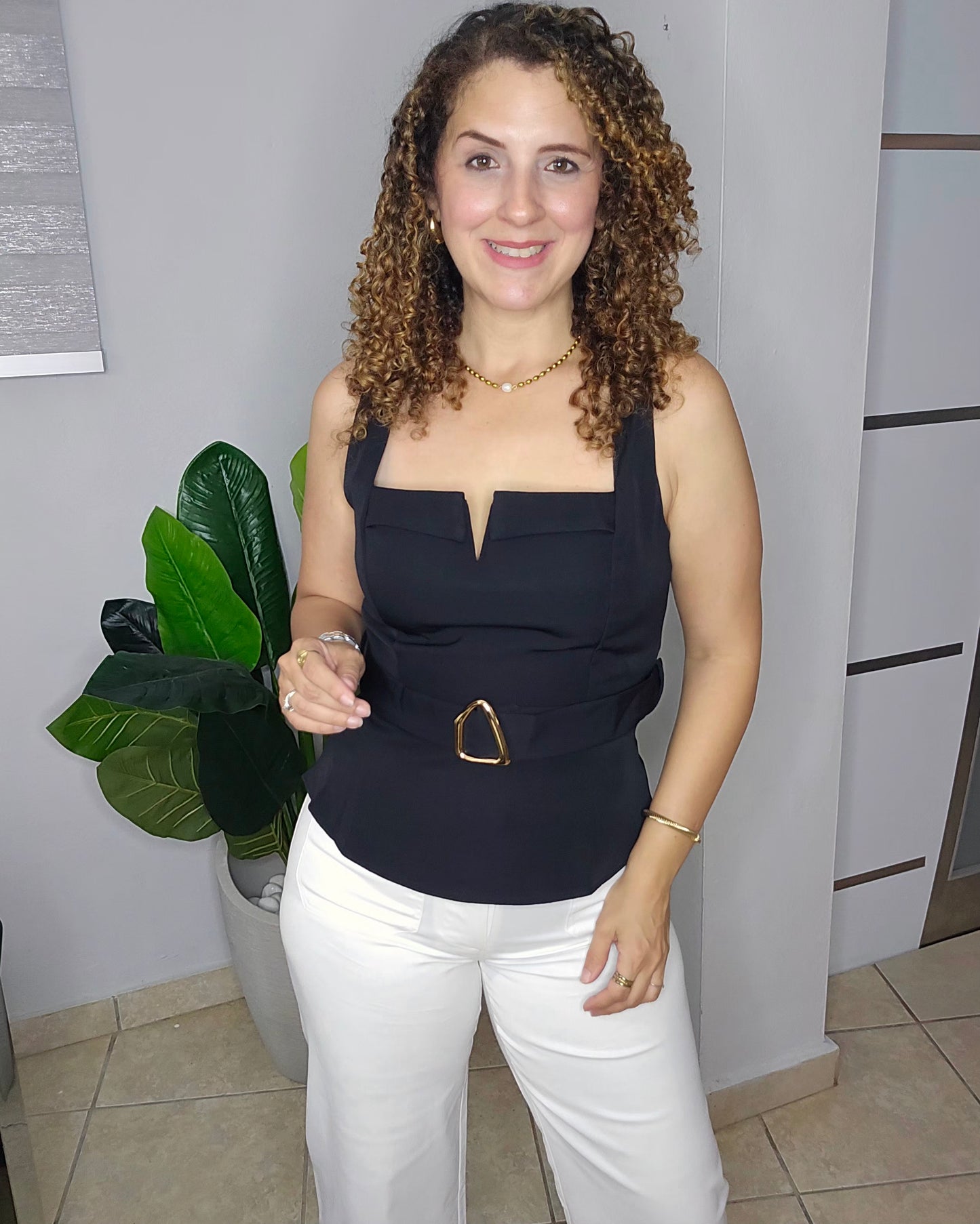 Brielle Gold Accent Top